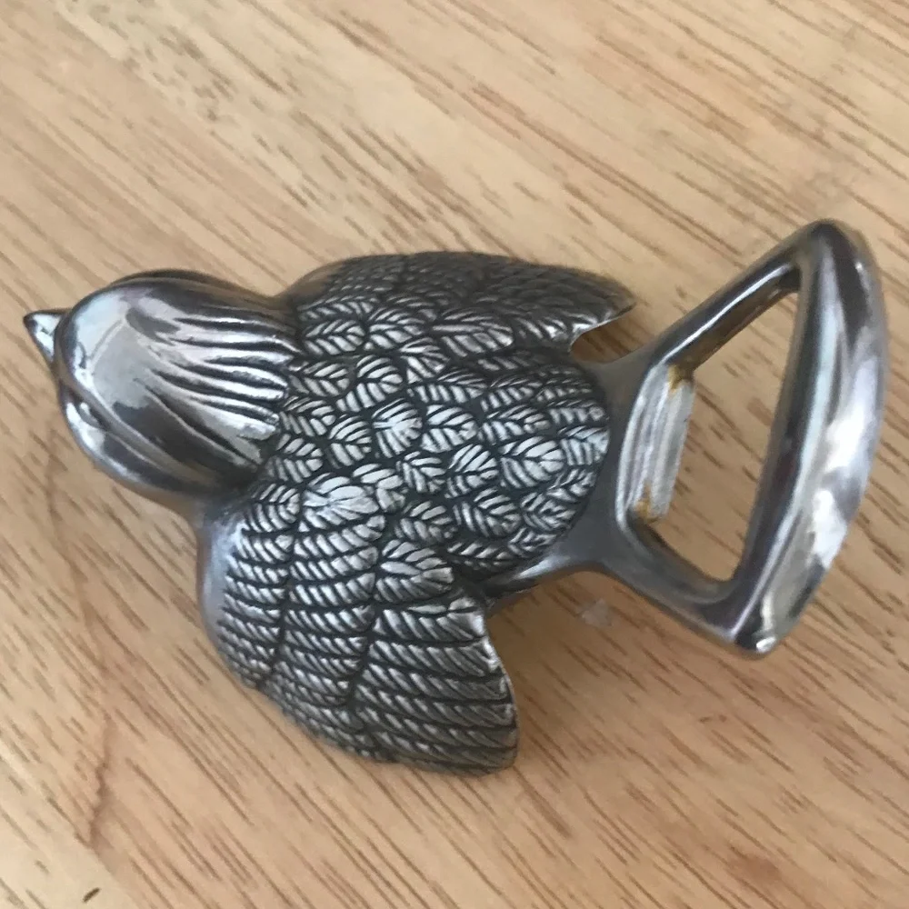 Vintage Silver Color Mid-Century Metal Bird Shaped Bottle Opener